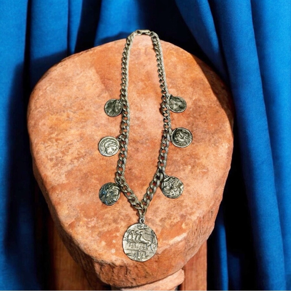 Alva Studios Museum Replicas Silver Tone Medallion Coin Necklace